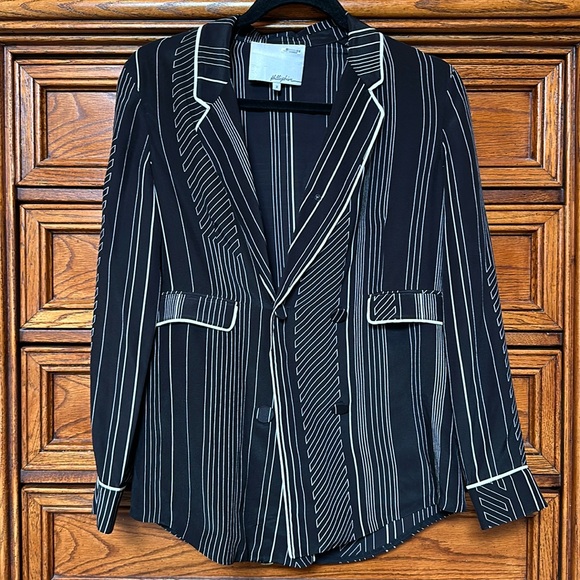 3.1 Phillip Lim Pinstripe Silk Double Breasted Pajama Jacket - Picture 3 of 8